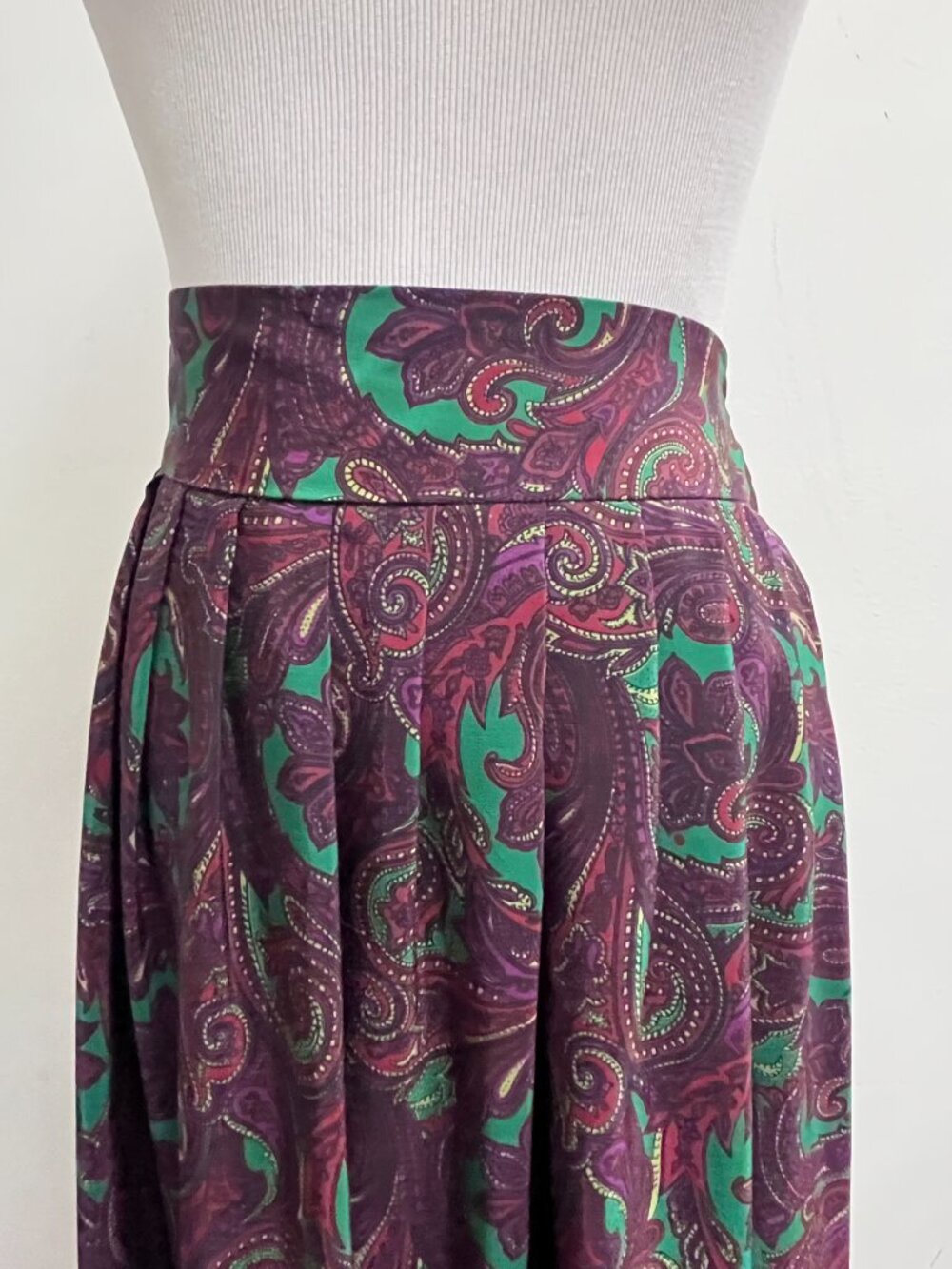 Cullinane silk maxi skirt 12 paisley floral dirndl Vintage